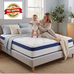 King Size Mattress - 5FT, 10 Inch Memory Foam with Pocket Spring Hybrid, Medium Support, Motion Isolation, Breathable Soft Fabric, Comfortable Sleep, 150x200x25CM