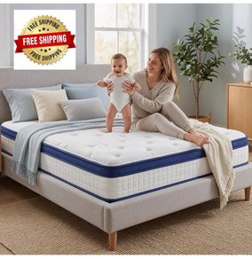 King Size Mattress - 5FT, 10 Inch Memory Foam with Pocket Spring Hybrid, Medium Support, Motion Isolation, Breathable Soft Fabric, Comfortable Sleep, 150x200x25CM