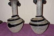 Vintage pair Spanish Lafiore Scavo glass vases
