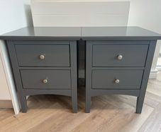 Bedside Locker / Table x2 - Wood - Dark Grey
