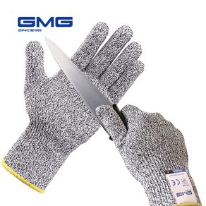 Anti Cut Proof Gloves GMG Grey Black HPPE EN388 ANSI Anti-cut Level 5 Safety Work Gloves Cut Resistant Gloves