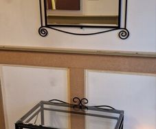 black hall table and matching mirror