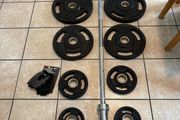 Perfect Urethane Pro Olympic Weights, 6 Ft Bar + New Nike  Gloves!