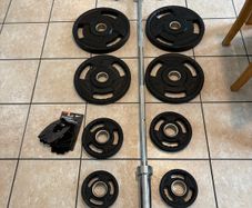 Perfect Urethane Pro Olympic Weights, 6 Ft Bar + New Nike  Gloves!