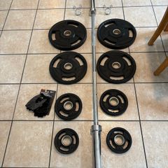 Perfect Urethane Pro Olympic Weights, 6 Ft Bar + New Nike  Gloves!