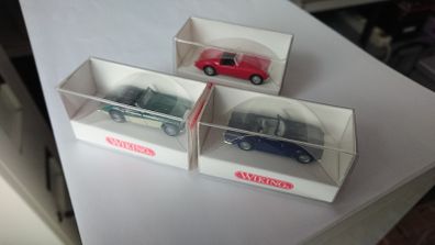 3 Austin Healy MG Triumph model cars