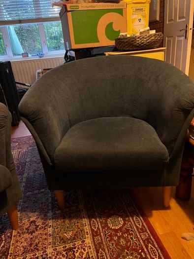 2 Matching Blue Bucket Chairs