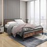 King Size Bed Frame with Wood Headboard,Heavy Duty Metal Platform Image 4