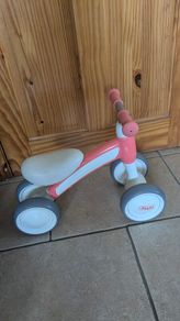 Toddler girls bike and wooden buggy