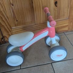 Toddler girls bike and wooden buggy