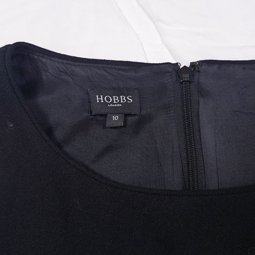 Hobbs Black Sleeveless Waist Pleated Tailored 100% Wool Sheath Dress 10UK/38EU