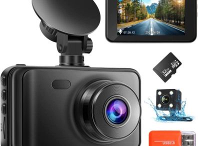 Dash Cam Front and Rear with 32GB SD Card 1080P FHD Dashcam for Car Dual Dashboard Camera with Night Vision,Loop Recording,G-sensor,Park Mode (FREE POSTAGE)
