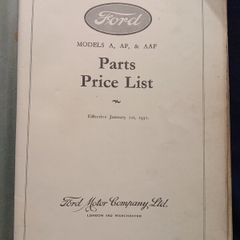 1931 Ford Parts Price List ( Model  A-AF-AAF )
