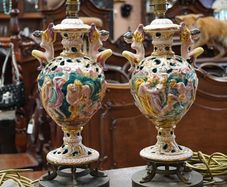 Pair of Mid-Century Italian Capodimonte Angel Table Lamps