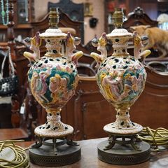 Pair of Mid-Century Italian Capodimonte Angel Table Lamps