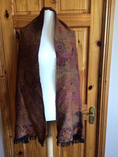 Orange Rust Tones Large Wool Blend Krish Shawl Scarf 70" x22" including postage