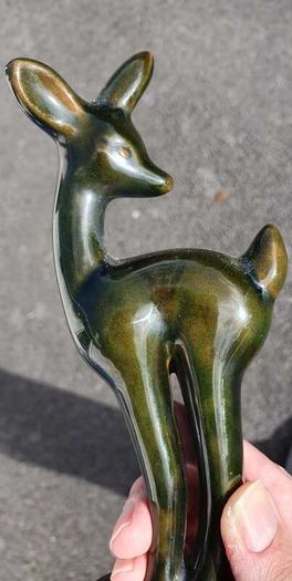 Vintage 1960s McMaster Craft Green Pottery Deer