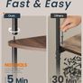 Superfast Toolless Assembly, 5-Tier Corner Shelf, Corner Shelving Unit, Corner Storage Stand, 38.3 x 27 x 139 cm, Living Room, Bedroom, Kitchen, Somber Walnut Image 3