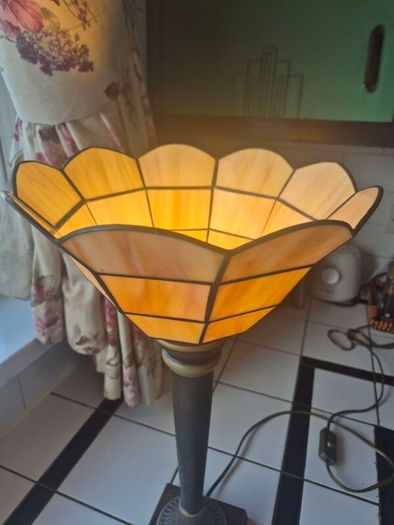Table lamp Torchiere faux stained glass  uplighter Tablelamp