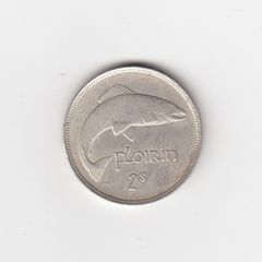 Ireland,1939 Florin, 2/-, 75% Silver Coin,  seems to be cleaned (No: 282)