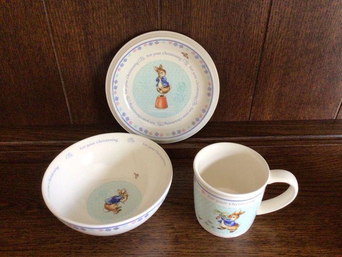 Peter Rabbit Wedgwood christening set in boxes