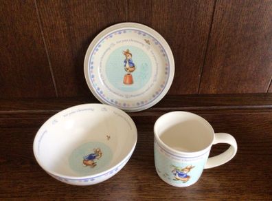 Peter Rabbit Wedgwood christening set in boxes