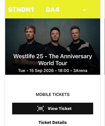 4 Westlife tickets