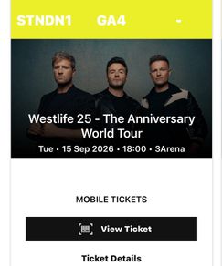 4 Westlife tickets