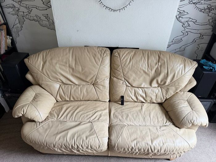 Free!- 3 seater sofa real leather hardwood