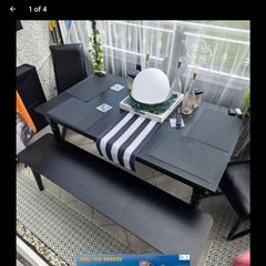 ikea black wood extendable table
