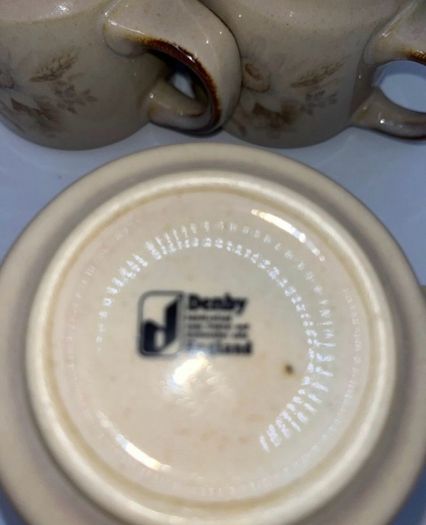 1980s Denby Pottery Mugs set of 5