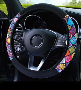 Steering Wheel Cover No Inner Ring Diving Material Fashion Color Matching New Elastic Elastic Fashion Trend Car Handle Cover
