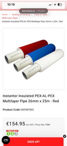 2 x 25m Multilayer insulated water pipe white 26mm