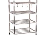 main image for ad kitchen storage and organization Stainless steel dish drainer Multi-layer Kitchen shelf Pan organizer Floor-standing Rack