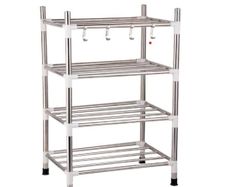 kitchen storage and organization Stainless steel dish drainer Multi-layer Kitchen shelf Pan organizer Floor-standing Rack