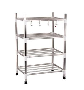 kitchen storage and organization Stainless steel dish drainer Multi-layer Kitchen shelf Pan organizer Floor-standing Rack
