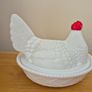 Beautiful Milk Glass Hen on Nest Image 3
