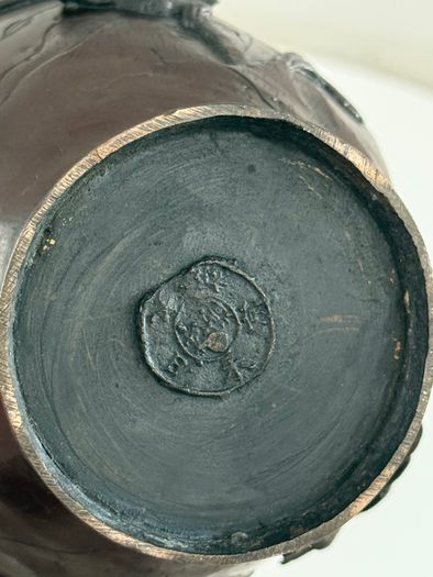 Antique Japanese Meiji Period Bronze Vase (High Relief Birds & Blossoms)  c.1890 to 1910