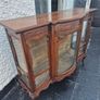 Velvet lined Display Cabinet Antique vintage Edwardian Mahogany Serpentine glass bow fronted display cabinet Image 6