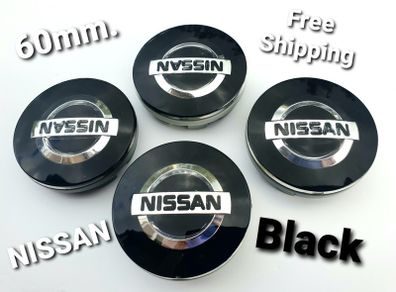 4x Gloss Black NISSAN 60mm wheel caps cap 60 Juke Note Mikra and more