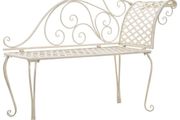 Garden Chaise Lounge | Antique White | Metal | Decorative Inlays