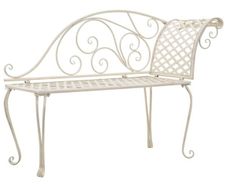 Garden Chaise Lounge | Antique White | Metal | Decorative Inlays