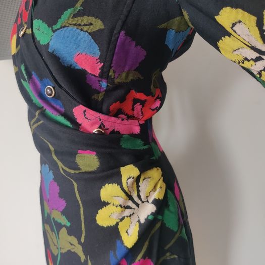 VINTAGE 1980s designer Emanuel Ungaro floral wool blend wiggle dress Made in Italy XS S 8