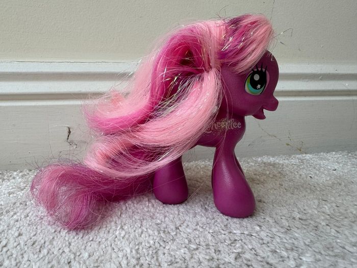 My Little Pony Cheerilee Ponytails 2008 Purple Pink Brushable approx. 10 cm. Used Please see photos