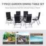 Outdoor Patio Garden Texteline Dining Furniture Set with 6 Folding Chairs Plus Table - Black (7-Piece) Image 5