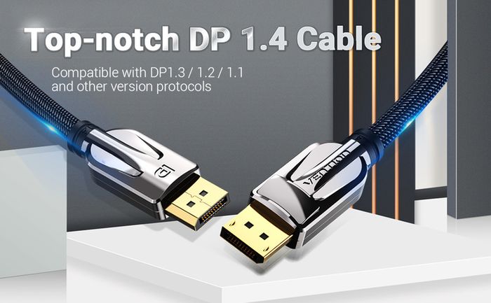 VENTION 3M Premium DisplayPort 1.4 UHD/3D 8K (7680x4320@60Hz) 32.4Gbps Luxury Model (Zinc Alloy/Nylon Braided/Gold Plated) Cable (Brand New/Warranty)