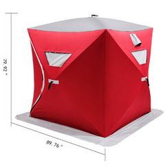 Ice Fishing Shelter Portable Pop-Up Waterproof and Windproof Tent Easily Set-Up for Outdoors Winter Fishing Camping Hiking