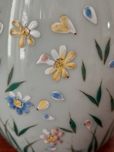 Antique Hand Enamelled Opaline Biscuits Jar 1890s