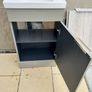 Narrow Sink Along With Vanity Unit And Pipes; Kitchen Sink And Quartz Worktop Unit With Wooden Inparts Image 8
