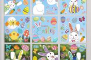 Easter Window Stickers, Easter Decorations 9 Sheets 130 Pcs Easter Stickers Window Easter Bunny Window Clings Pvc Static Stickers, Ideal Easter Gifts for Kids &amp; Adults Used for Home Office Shop Window (FREE POSTAGE)